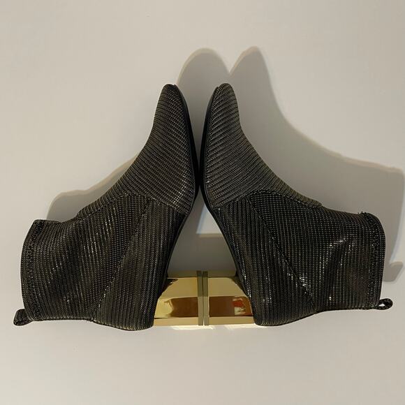 Katy Perry Diana Ankle Booties Stretch Pull On Metallic Gold Block Heels sz 7.5 - Picture 6 of 13